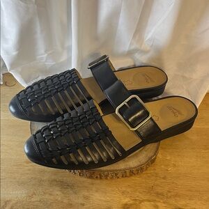 Dansko Leilani Black Leather Mules with Buckle Womens Size 11.5/12 US (42)